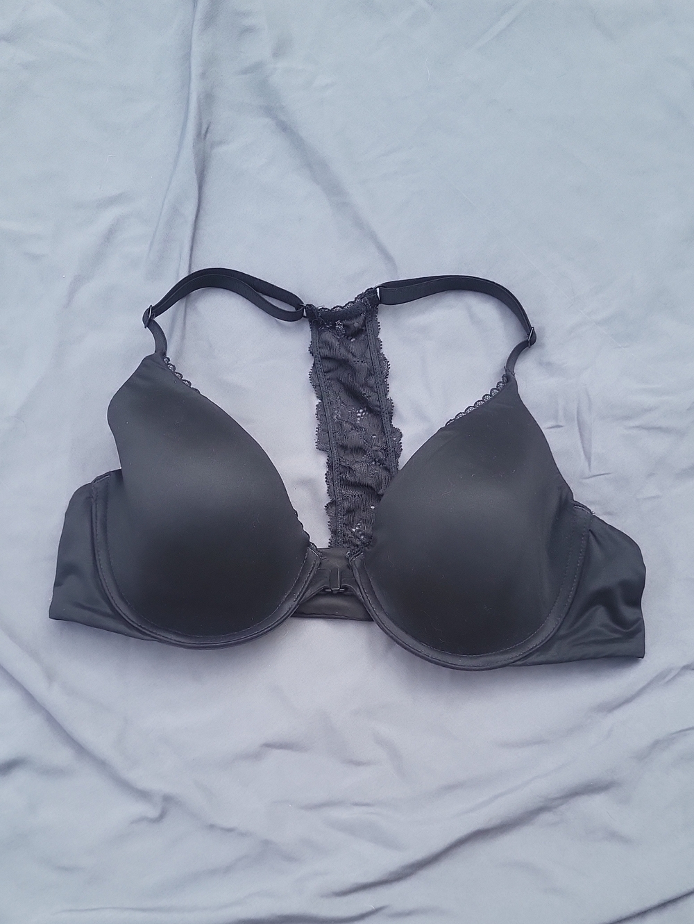 Victoria's Secret Black Lace Racerback Molded T-Shirt Bra 36B